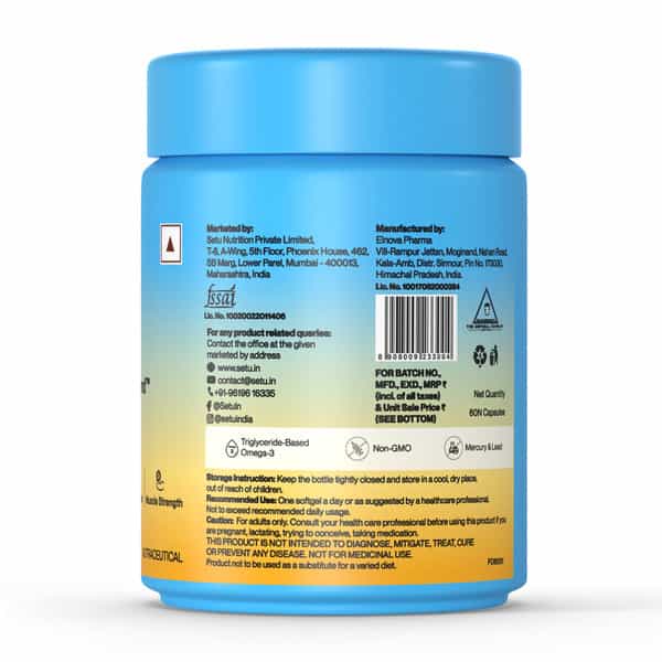 Setu Deep Sea Fish Oil Softgels Ultra-Pure Marine Sourced 1000 Mg Omega 3 (120 Softgel)