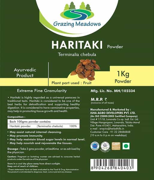 Grazing Meadows Haritaki Powder - 1 Kg