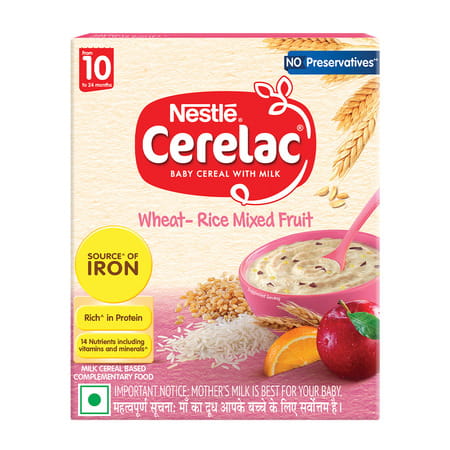 Nestle Cerelac Wheat Rice Mixed Fruit | No Preservatives | 10 To 24 Months | 300 Gm