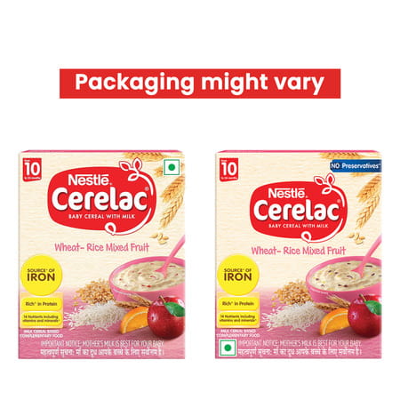 Nestle Cerelac Wheat Rice Mixed Fruit | No Preservatives | 10 To 24 Months | 300 Gm