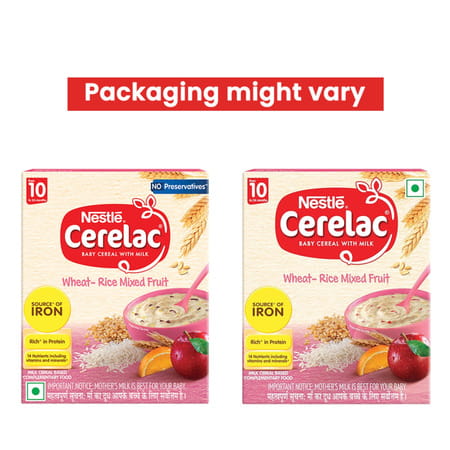 Nestle Cerelac Wheat Rice Mixed Fruit | No Preservatives | 10 To 24 Months | 300 Gm