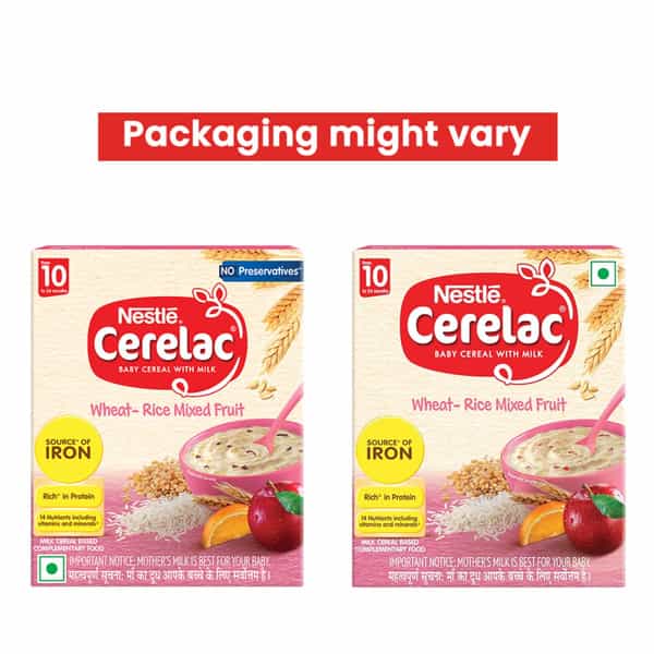 Nestle Cerelac Wheat Rice Mixed Fruit | No Preservatives | 10 To 24 Months | 300 Gm