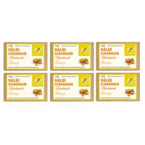 Ynb Yours Natural Buddy Organic Haldi Chandan Handmade Sls & Paraben Free Soap 120g (pack Of 6)