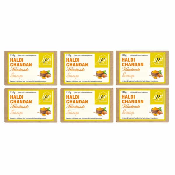 Ynb Yours Natural Buddy Organic Haldi Chandan Handmade Sls & Paraben Free Soap 120G (Pack Of 6)