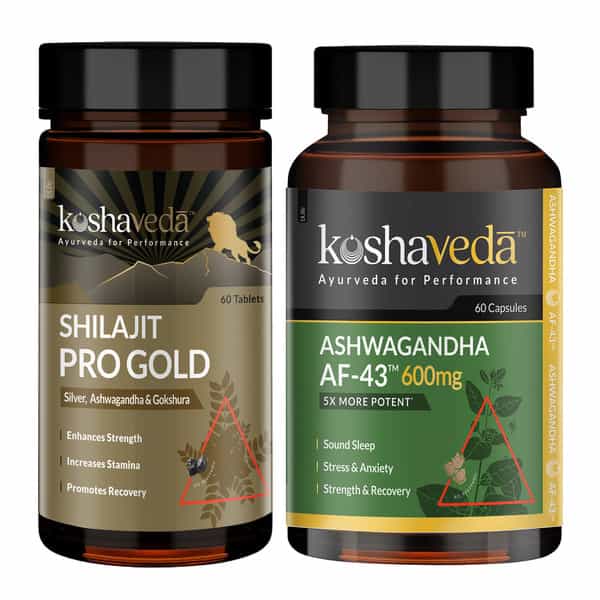 Koshaveda Shilajit Pro Gold (60 Tablets) With Ashwagandha Af-43 600Mg (60 Capsules)