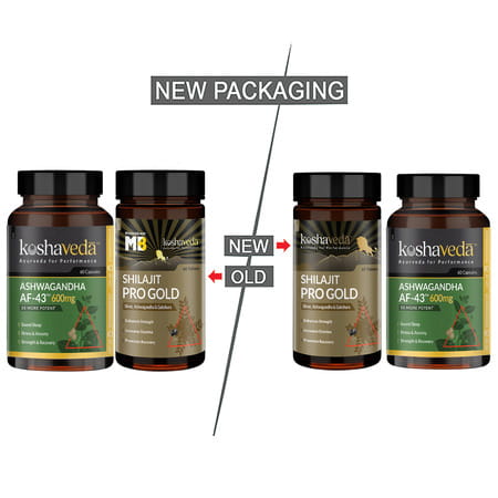 Koshaveda Shilajit Pro Gold (60 Tablets) With Ashwagandha Af-43 600mg (60 Capsules)