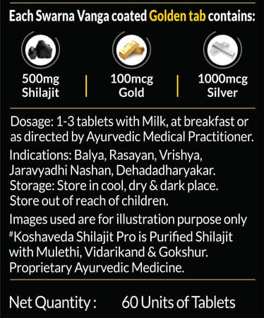 Koshaveda Shilajit Pro Gold (60 Tablets) With Ashwagandha Af-43 600mg (60 Capsules)