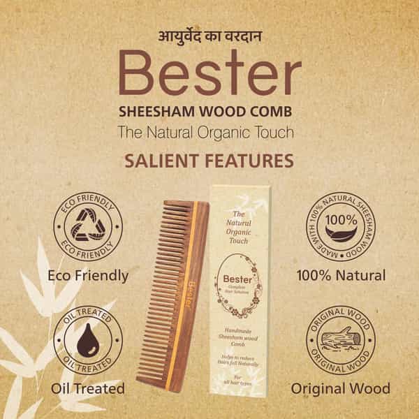 Bester Sheesham Wood Comb 13 Fc | Hair Straightening | For Men & Women (Pack Of 1)
