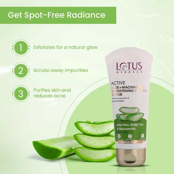 Lotus Herbals Active Aloe + Niacinamide Brightening Revival Scrub 100Gm ( Pack Of 2 )