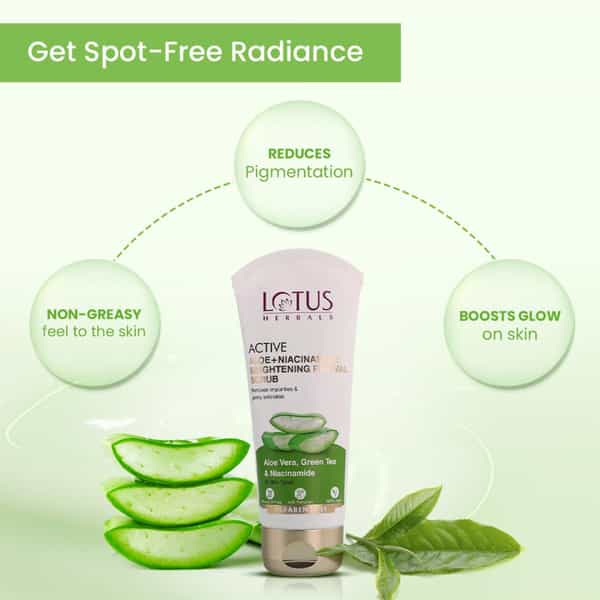 Lotus Herbals Active Aloe + Niacinamide Brightening Revival Scrub 100Gm ( Pack Of 2 )