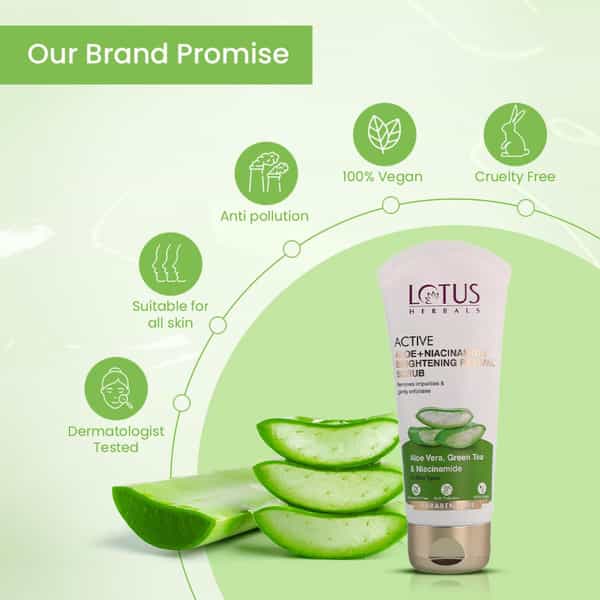 Lotus Herbals Active Aloe + Niacinamide Brightening Revival Scrub 100Gm ( Pack Of 2 )