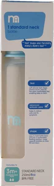 Mothercare Narrow Neck Bottle - Blue - 250Ml