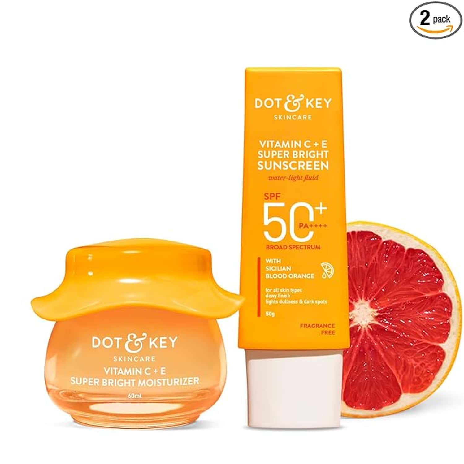 Dot & Key Vitamin C Daily Glow Essentials Combo - Sunscreen Spf50 Pa+++ 50g & Moisturizer 60g