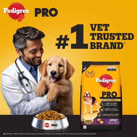 Pedigree Pro Adult Small Breed | 3 Kg Dry Dog Food | Vet Trusted Brand (9 Months Onwards)