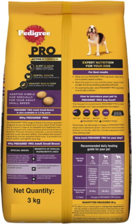 Pedigree Pro Adult Small Breed | 3 Kg Dry Dog Food | Vet Trusted Brand (9 Months Onwards)