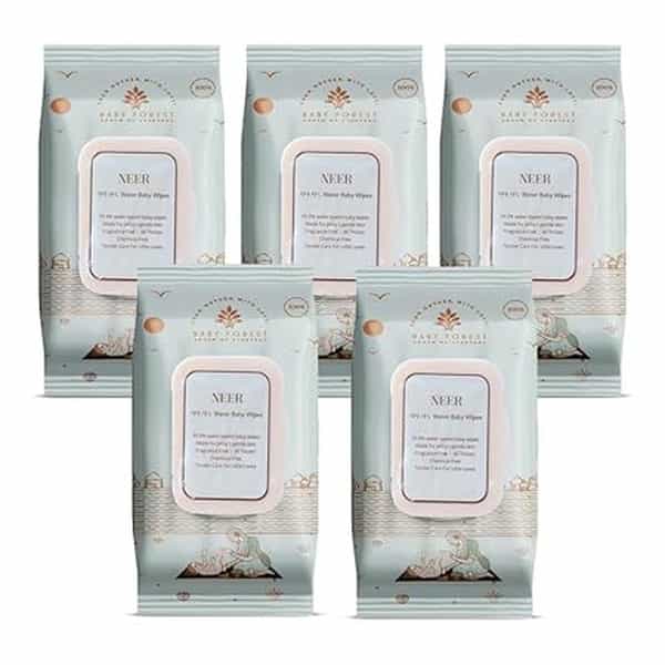 Baby Forest Neer 99.9% Water Baby Wipes- Pack Of 5 | Ideal For 0+ Months | Dermatologically Tested