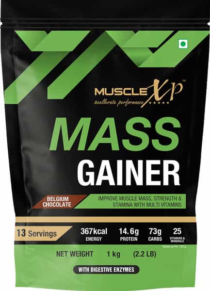 Musclexp Mass Gainer Belgium Chocolate 1Kg Pouch (2.2 Lb) (Pack Of 5)