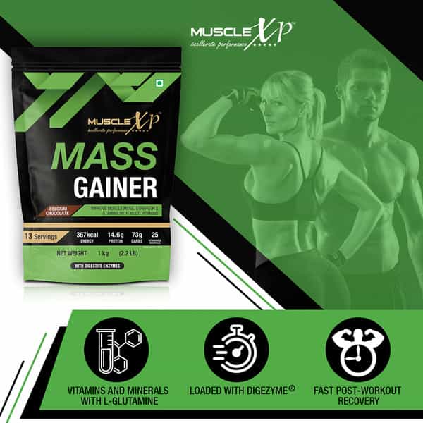Musclexp Mass Gainer Belgium Chocolate 1Kg Pouch (2.2 Lb) (Pack Of 5)