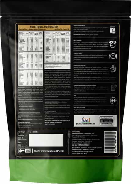 Musclexp Mass Gainer Belgium Chocolate 1Kg Pouch (2.2 Lb) (Pack Of 5)