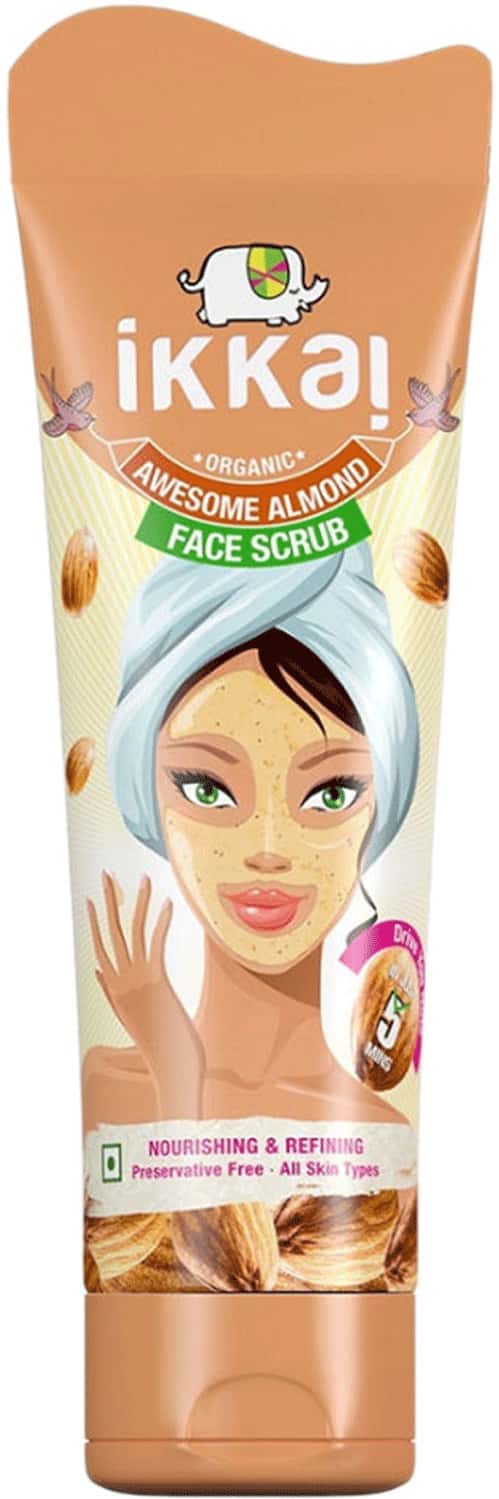 Ikkai By Lotus Herbals Organic Awesome Almond Face Scrub For All Skin Types- 100 G