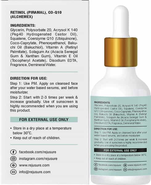 Rejusure 0.3% Retinol + Coq10 Facial Serum 30Ml