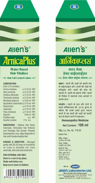 Allen Laboratories Arnica Plus Water Based Hair Vitalizer Hair Fall Control Lotion 100Ml