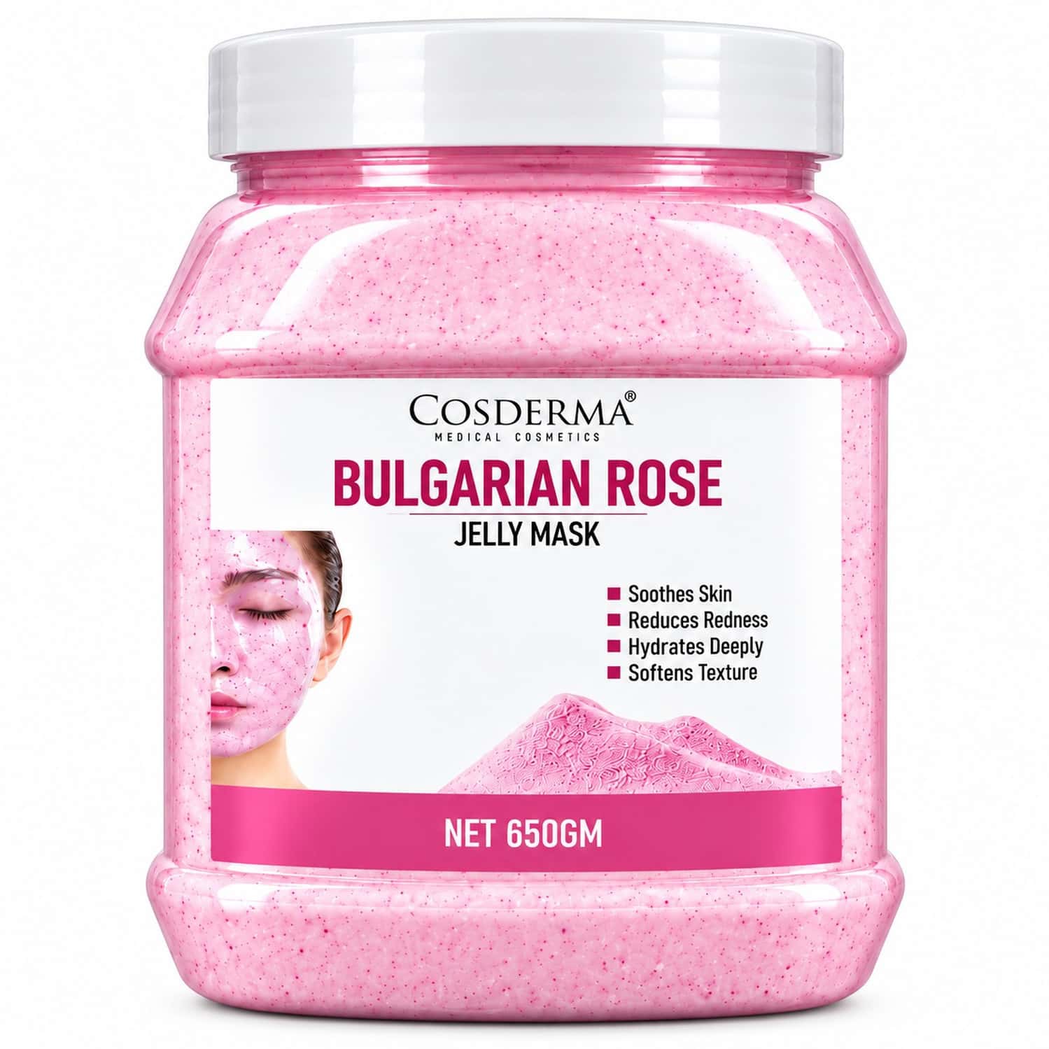 Cosderma Bulgarian Rose Jelly Mask 650gm | Hydrating | Soothing & Skin Softening Facial Mask