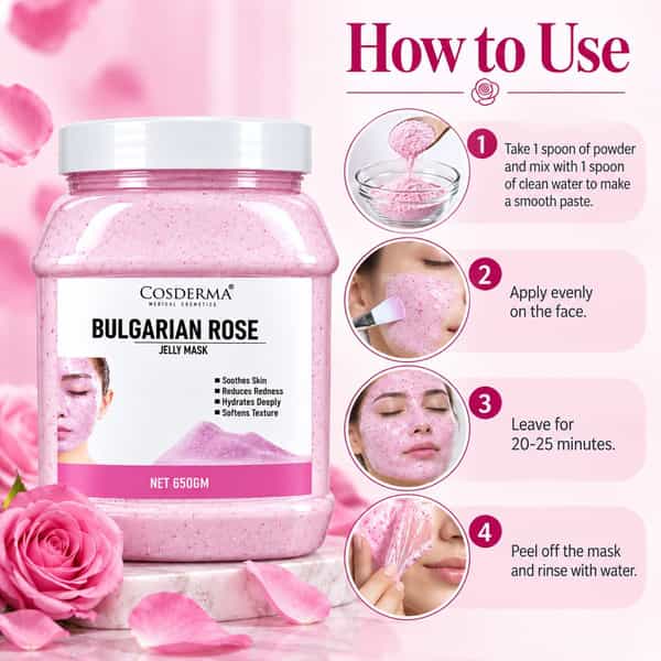 Cosderma Bulgarian Rose Jelly Mask 650Gm | Hydrating | Soothing & Skin Softening Facial Mask