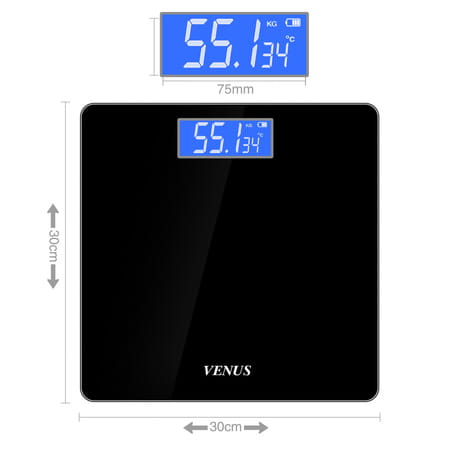 Venus (India) Electronic Digital Personal Bathroom Weight Machine | Upto 180kg | Eps-2001 Dark Black