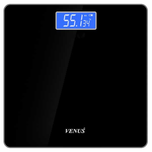 Venus (India) Electronic Digital Personal Bathroom Weight Machine | Upto 180Kg | Eps-2001 Dark Black