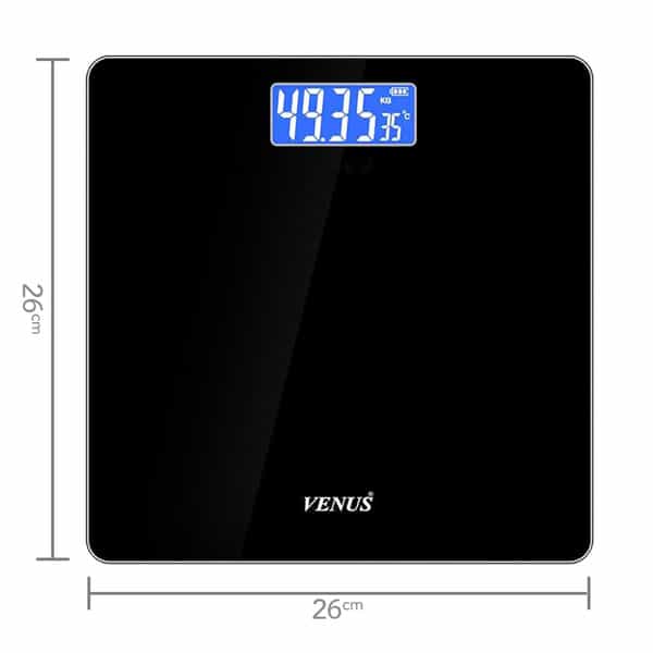 Venus (India) Electronic Digital Personal Bathroom Weight Machine | Upto 180Kg | Eps-2001 Dark Black