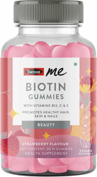 Swisse Me Biotin Gummies For Healthy Hair Skin & Nails Strawberry Flavour Bottle Of 30 Gummies
