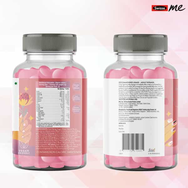 Swisse Me Biotin Gummies For Healthy Hair Skin & Nails Strawberry Flavour Bottle Of 30 Gummies