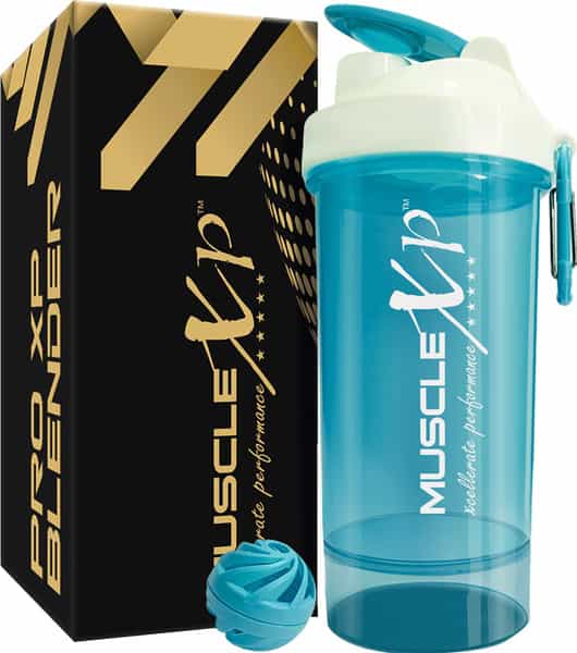 Musclexp Gym Shaker Pro Xp Blender 650 Ml With Compartment For Protein Sipper Bottle (Sea Blue)
