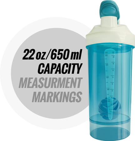 Musclexp Gym Shaker Pro Xp Blender 650 Ml With Compartment For Protein Sipper Bottle (Sea Blue)