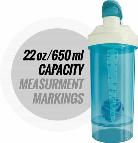 Musclexp Gym Shaker Pro Xp Blender 650 Ml With Compartment For Protein Sipper Bottle (Sea Blue)