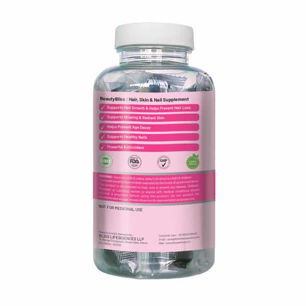 Bliss Welness Hair Skin & Nail Multivitamin Gummies - 30 Veg Gummies (Mixed Fruit Flavor)