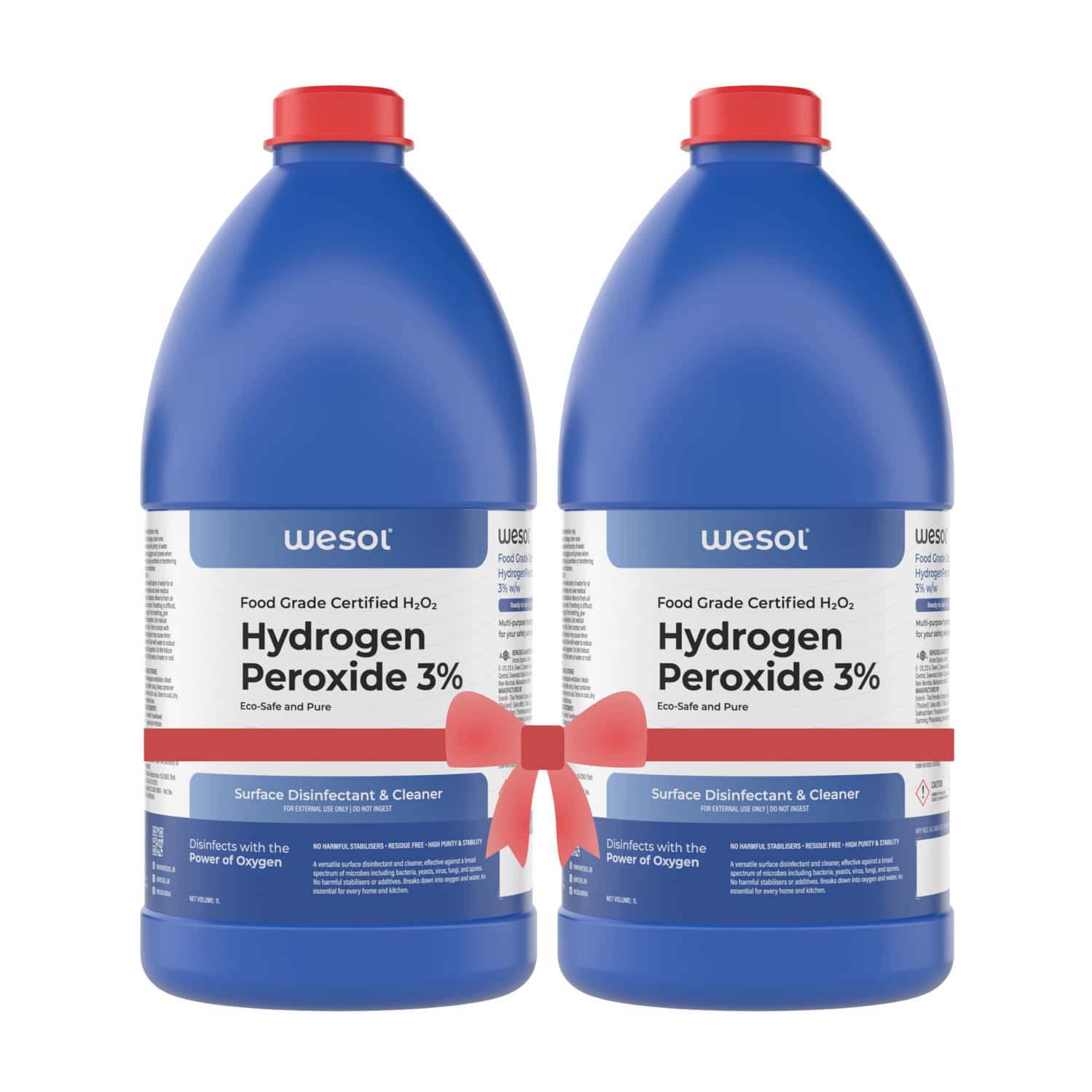 Wesol Food Grade Hydrogen Peroxide 3% Surface Sanitizer & Disinfectant 1 Ltr Pack Of 2