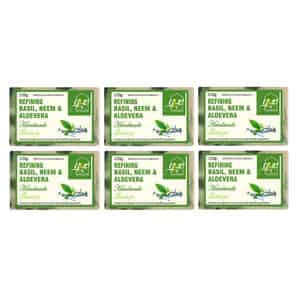 Ynb Yours Natural Buddy Organic Basil | Neem & Aloevera Handmade Soap 120g (pack Of 6)