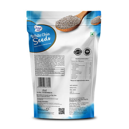 Delight Nuts White Chia Seeds -Delicious Seeds For A Nutritious Snack 200gm
