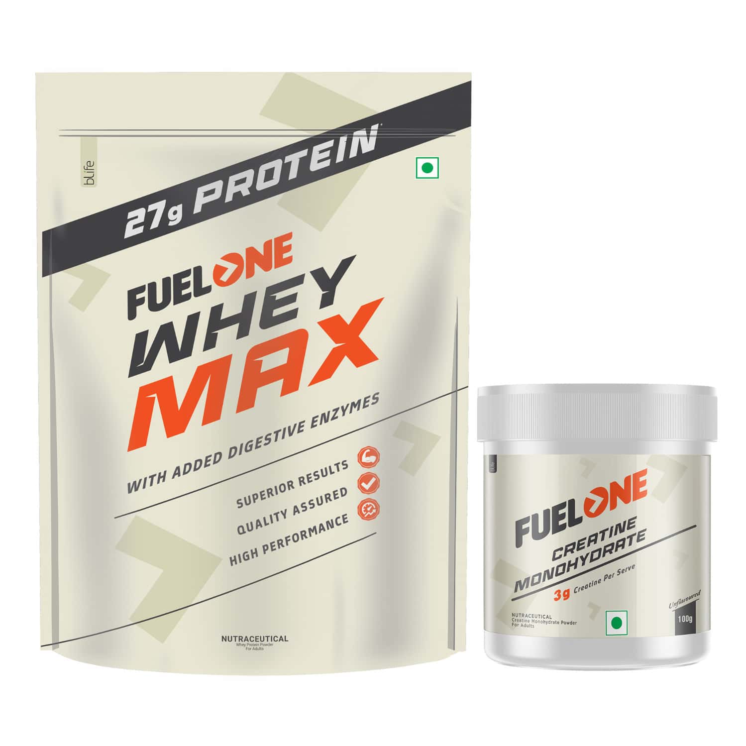 Fuelone Whey Max (chocolate | 1kg) | Whey Protein Concentrate | Creatine Monohydrate (100g)