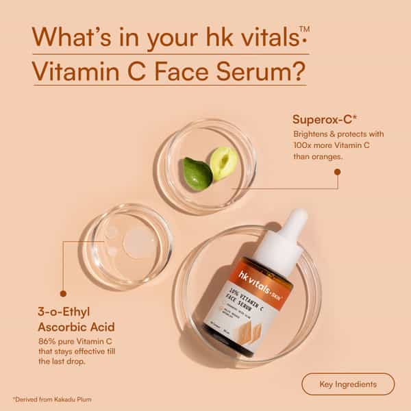 Hk Vitals 10 Vitamin C Face Serum (30 Ml) | With Superox - C & 3 - O - Ethyl Ascorbic Acid