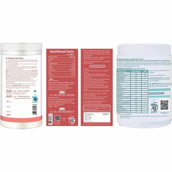 Dr. Morepen Trio Pack-Slim Shake 500G Apple Cider Vinegar 500Ml & Marine Collagen Skin Protein 240G