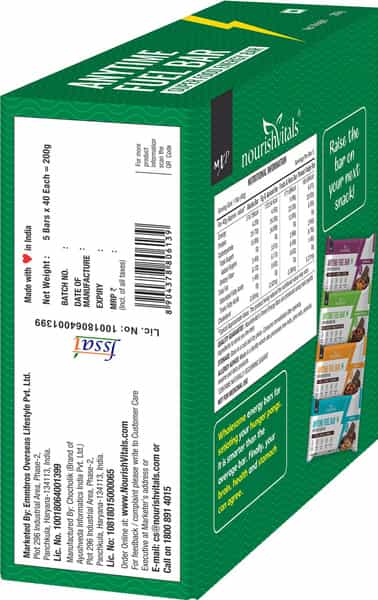 Nourishvitals Anytime Fuel Dates Bar Super Energy Bar No Added Flavors 5 Assorted Bars X 40G Each