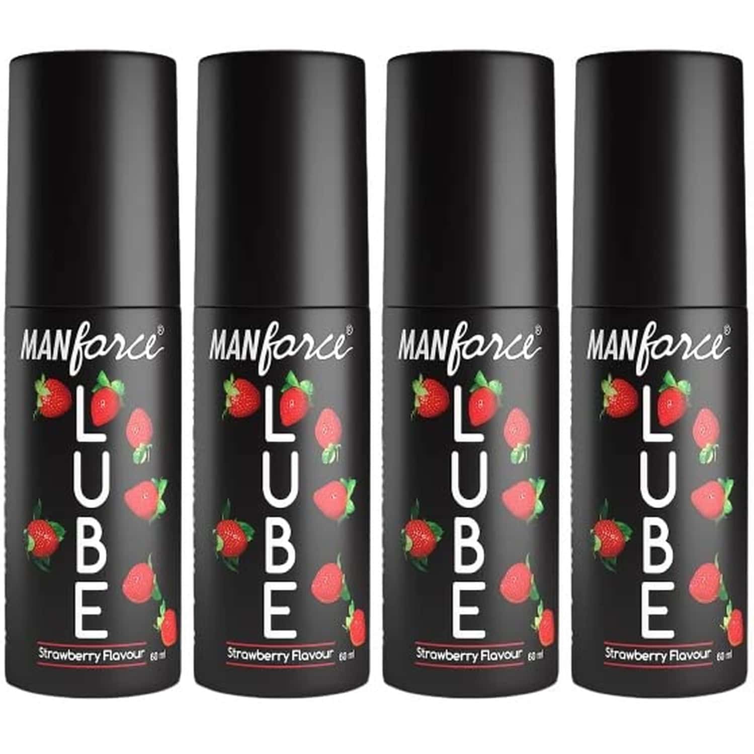 Manforce Lube Lubrication Gel For Unisex Water-based Gel Strawberry Flavoured 60ml X Pack Of 4