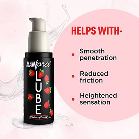 Manforce Lube Lubrication Gel For Unisex Water-Based Gel Strawberry Flavoured 60ml X Pack Of 4
