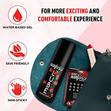 Manforce Lube Lubrication Gel For Unisex Water-Based Gel Strawberry Flavoured 60ml X Pack Of 4