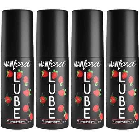 Manforce Lube Lubrication Gel For Unisex Water-Based Gel Strawberry Flavoured 60ml X Pack Of 4