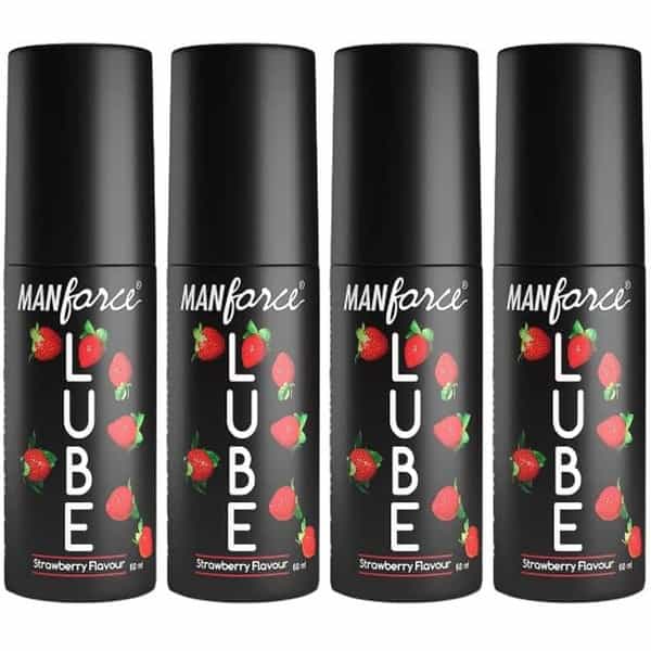 Manforce Lube Lubrication Gel For Unisex Water-Based Gel Strawberry Flavoured 60Ml X Pack Of 4