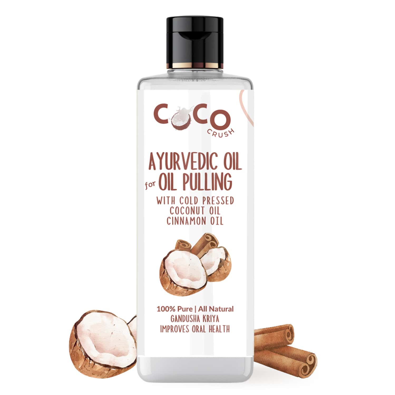 Coco Crush Ayurvedic Coconut & Cinnamon Oil For Oil Pulling - 200ml